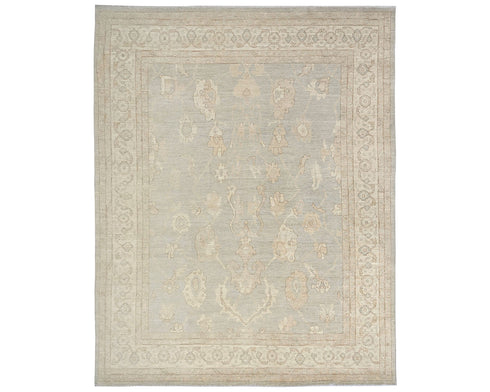 12x14 Zeigler Muted Gray Afghan Hand Knotted Wool Area Rug